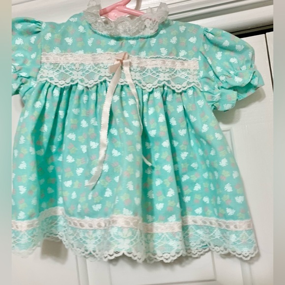 Vintage 80s Easter Bunny Rabbit Dress - Baby Newborn - Picture 1 of 6